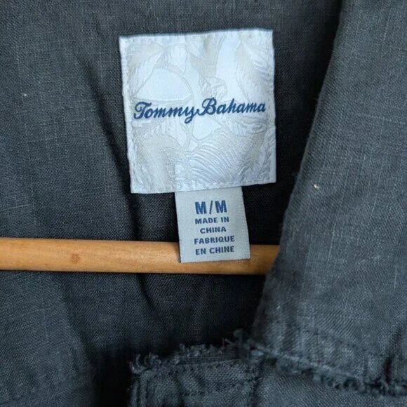 🌿 Tommy Bahama Linen Blend Safari/Utility Jacket - Black - Picture 4 of 5